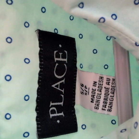Mint Green Polka Dot Kids Button Down Size 5/6 - Picture 3 of 5